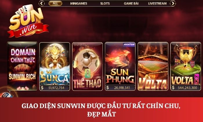 Giao diện Sunwin được đầu tư rất chỉn chu, đẹp mắt