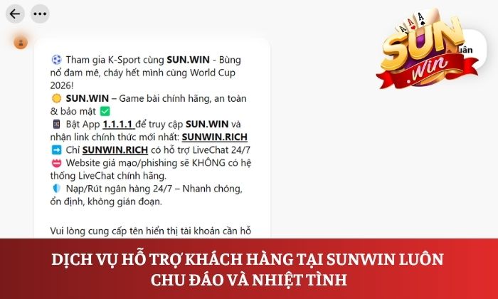 Dịch vụ hỗ trợ khách hàng tại Sunwin luôn chu đáo và nhiệt tình