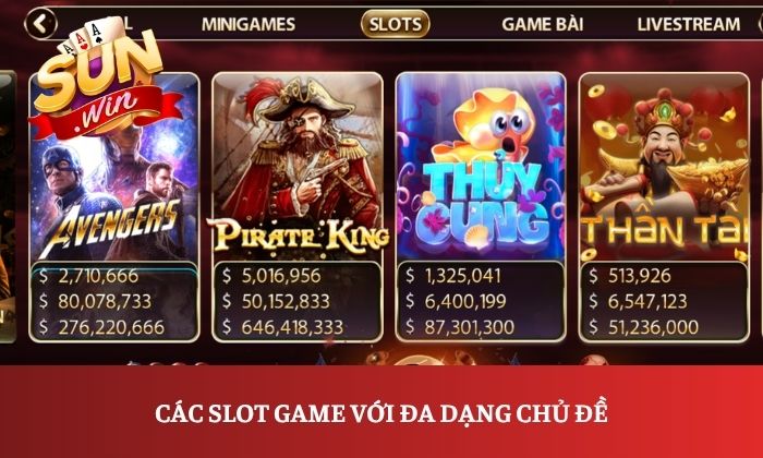 Các slot game với đa dạng chủ đề